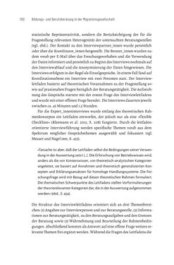 Image of the Page - 100 - in Bildungs- und Berufsberatung in der Migrationsgesellschaft - Pädagogische Perspektiven auf Beratung zur Anerkennung im Ausland erworbener Qualifikationen