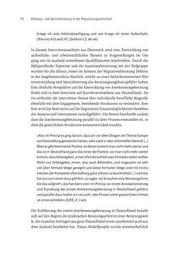 Bild der Seite - 114 - in Bildungs- und Berufsberatung in der Migrationsgesellschaft - Pädagogische Perspektiven auf Beratung zur Anerkennung im Ausland erworbener Qualifikationen