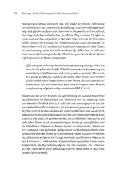 Image of the Page - 118 - in Bildungs- und Berufsberatung in der Migrationsgesellschaft - Pädagogische Perspektiven auf Beratung zur Anerkennung im Ausland erworbener Qualifikationen