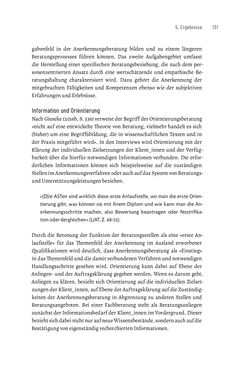 Image of the Page - 131 - in Bildungs- und Berufsberatung in der Migrationsgesellschaft - Pädagogische Perspektiven auf Beratung zur Anerkennung im Ausland erworbener Qualifikationen