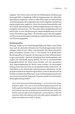 Image of the Page - 133 - in Bildungs- und Berufsberatung in der Migrationsgesellschaft - Pädagogische Perspektiven auf Beratung zur Anerkennung im Ausland erworbener Qualifikationen