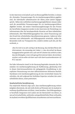 Image of the Page - 143 - in Bildungs- und Berufsberatung in der Migrationsgesellschaft - Pädagogische Perspektiven auf Beratung zur Anerkennung im Ausland erworbener Qualifikationen