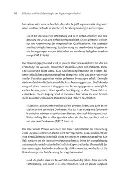 Image of the Page - 146 - in Bildungs- und Berufsberatung in der Migrationsgesellschaft - Pädagogische Perspektiven auf Beratung zur Anerkennung im Ausland erworbener Qualifikationen