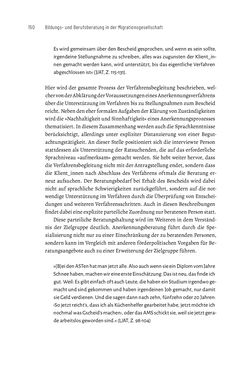 Bild der Seite - 150 - in Bildungs- und Berufsberatung in der Migrationsgesellschaft - Pädagogische Perspektiven auf Beratung zur Anerkennung im Ausland erworbener Qualifikationen