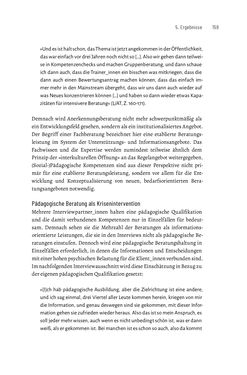 Image of the Page - 159 - in Bildungs- und Berufsberatung in der Migrationsgesellschaft - Pädagogische Perspektiven auf Beratung zur Anerkennung im Ausland erworbener Qualifikationen