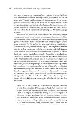 Bild der Seite - 168 - in Bildungs- und Berufsberatung in der Migrationsgesellschaft - Pädagogische Perspektiven auf Beratung zur Anerkennung im Ausland erworbener Qualifikationen