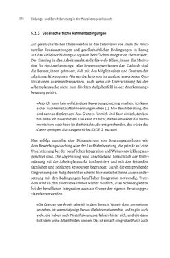 Bild der Seite - 178 - in Bildungs- und Berufsberatung in der Migrationsgesellschaft - Pädagogische Perspektiven auf Beratung zur Anerkennung im Ausland erworbener Qualifikationen