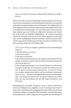 Bild der Seite - 190 - in Bildungs- und Berufsberatung in der Migrationsgesellschaft - Pädagogische Perspektiven auf Beratung zur Anerkennung im Ausland erworbener Qualifikationen