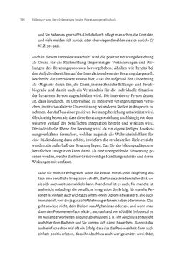 Bild der Seite - 196 - in Bildungs- und Berufsberatung in der Migrationsgesellschaft - Pädagogische Perspektiven auf Beratung zur Anerkennung im Ausland erworbener Qualifikationen
