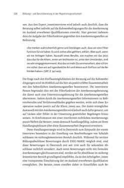 Image of the Page - 206 - in Bildungs- und Berufsberatung in der Migrationsgesellschaft - Pädagogische Perspektiven auf Beratung zur Anerkennung im Ausland erworbener Qualifikationen