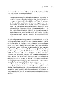 Bild der Seite - 207 - in Bildungs- und Berufsberatung in der Migrationsgesellschaft - Pädagogische Perspektiven auf Beratung zur Anerkennung im Ausland erworbener Qualifikationen
