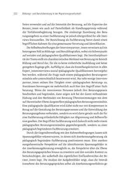Bild der Seite - 222 - in Bildungs- und Berufsberatung in der Migrationsgesellschaft - Pädagogische Perspektiven auf Beratung zur Anerkennung im Ausland erworbener Qualifikationen