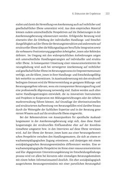 Bild der Seite - 223 - in Bildungs- und Berufsberatung in der Migrationsgesellschaft - Pädagogische Perspektiven auf Beratung zur Anerkennung im Ausland erworbener Qualifikationen
