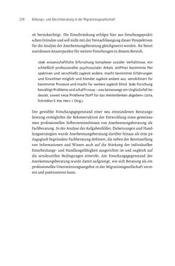 Image of the Page - 226 - in Bildungs- und Berufsberatung in der Migrationsgesellschaft - Pädagogische Perspektiven auf Beratung zur Anerkennung im Ausland erworbener Qualifikationen