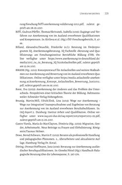 Image of the Page - 229 - in Bildungs- und Berufsberatung in der Migrationsgesellschaft - Pädagogische Perspektiven auf Beratung zur Anerkennung im Ausland erworbener Qualifikationen
