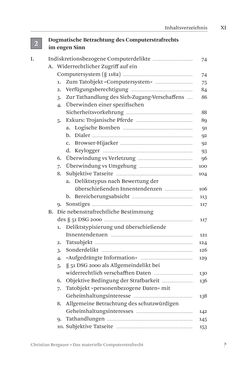 Image of the Page - XI - in Das materielle Computerstrafrecht