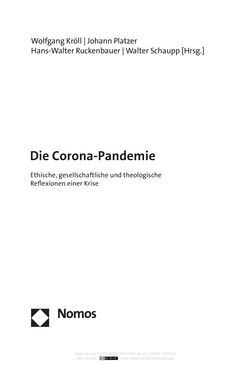 Image of the Page - (000003) - in Die Corona-Pandemie - Ethische, gesellschaftliche und theologische Reflexionen einer Krise