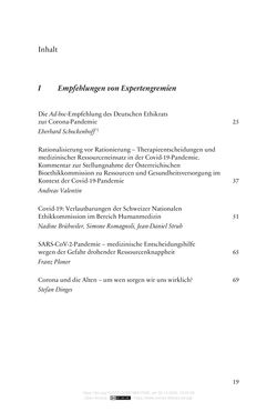 Image of the Page - 19 - in Die Corona-Pandemie - Ethische, gesellschaftliche und theologische Reflexionen einer Krise
