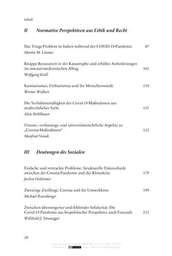Image of the Page - 20 - in Die Corona-Pandemie - Ethische, gesellschaftliche und theologische Reflexionen einer Krise