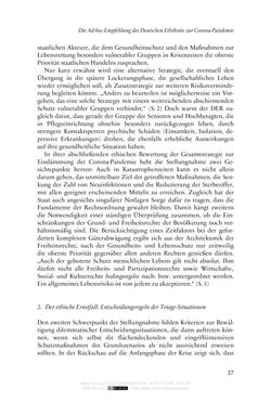 Image of the Page - 27 - in Die Corona-Pandemie - Ethische, gesellschaftliche und theologische Reflexionen einer Krise