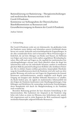 Image of the Page - 37 - in Die Corona-Pandemie - Ethische, gesellschaftliche und theologische Reflexionen einer Krise
