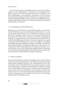 Image of the Page - 38 - in Die Corona-Pandemie - Ethische, gesellschaftliche und theologische Reflexionen einer Krise