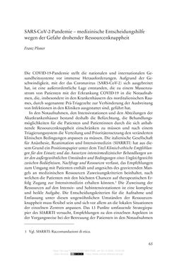 Image of the Page - 65 - in Die Corona-Pandemie - Ethische, gesellschaftliche und theologische Reflexionen einer Krise