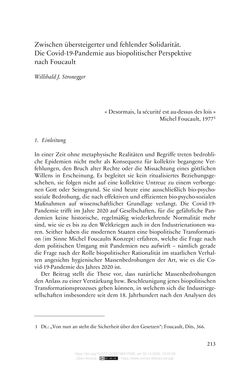 Image of the Page - 213 - in Die Corona-Pandemie - Ethische, gesellschaftliche und theologische Reflexionen einer Krise