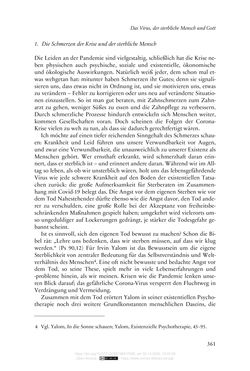 Bild der Seite - 361 - in Die Corona-Pandemie - Ethische, gesellschaftliche und theologische Reflexionen einer Krise