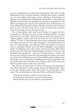 Bild der Seite - 367 - in Die Corona-Pandemie - Ethische, gesellschaftliche und theologische Reflexionen einer Krise
