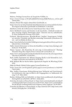 Image of the Page - 378 - in Die Corona-Pandemie - Ethische, gesellschaftliche und theologische Reflexionen einer Krise