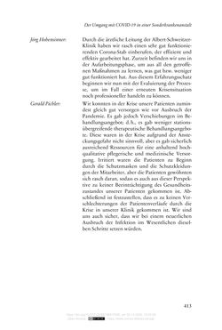 Bild der Seite - 413 - in Die Corona-Pandemie - Ethische, gesellschaftliche und theologische Reflexionen einer Krise