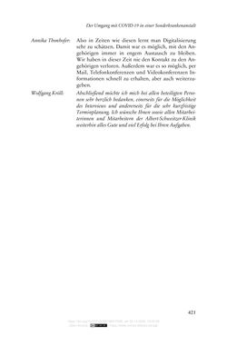 Image of the Page - 421 - in Die Corona-Pandemie - Ethische, gesellschaftliche und theologische Reflexionen einer Krise
