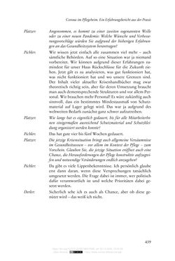 Image of the Page - 439 - in Die Corona-Pandemie - Ethische, gesellschaftliche und theologische Reflexionen einer Krise