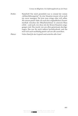 Image of the Page - 441 - in Die Corona-Pandemie - Ethische, gesellschaftliche und theologische Reflexionen einer Krise