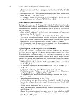 Bild der Seite - 78 - in COVID-19 und aktuelle Herausforderungen in Schule und Bildung - Erste Befunde des Schul-Barometers in Deutschland, Österreich und der Schweiz