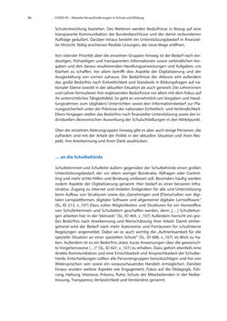 Image of the Page - 86 - in COVID-19 und aktuelle Herausforderungen in Schule und Bildung - Erste Befunde des Schul-Barometers in Deutschland, Österreich und der Schweiz
