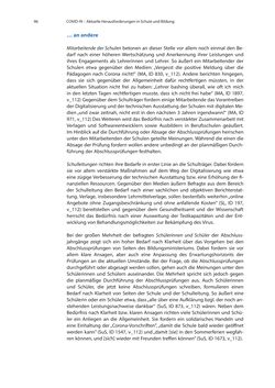 Bild der Seite - 96 - in COVID-19 und aktuelle Herausforderungen in Schule und Bildung - Erste Befunde des Schul-Barometers in Deutschland, Österreich und der Schweiz