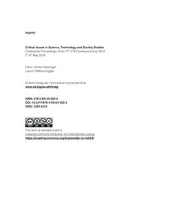 Image of the Page - (000002) - in Critical Issues in Science, Technology and Society Studies - Conference Proceedings of the 17th STS Conference Graz 2018