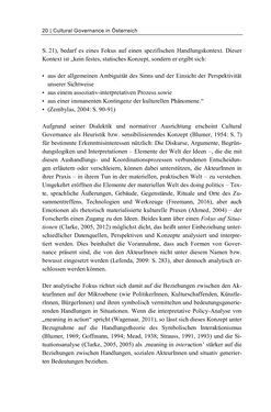 Bild der Seite - 20 - in Cultural Governance in Österreich - Eine interpretative Policy-Analyse zu kulturpolitischen Entscheidungsprozessen in Linz und Graz