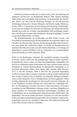 Bild der Seite - 32 - in Cultural Governance in Österreich - Eine interpretative Policy-Analyse zu kulturpolitischen Entscheidungsprozessen in Linz und Graz