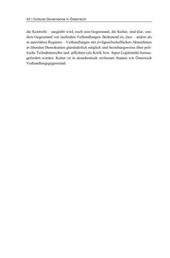 Image of the Page - 42 - in Cultural Governance in Österreich - Eine interpretative Policy-Analyse zu kulturpolitischen Entscheidungsprozessen in Linz und Graz