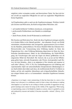 Image of the Page - 50 - in Cultural Governance in Österreich - Eine interpretative Policy-Analyse zu kulturpolitischen Entscheidungsprozessen in Linz und Graz