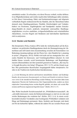 Image of the Page - 66 - in Cultural Governance in Österreich - Eine interpretative Policy-Analyse zu kulturpolitischen Entscheidungsprozessen in Linz und Graz