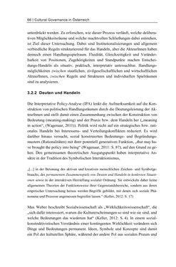 Image of the Page - 66 - in Cultural Governance in Österreich - Eine interpretative Policy-Analyse zu kulturpolitischen Entscheidungsprozessen in Linz und Graz