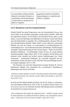 Image of the Page - 74 - in Cultural Governance in Österreich - Eine interpretative Policy-Analyse zu kulturpolitischen Entscheidungsprozessen in Linz und Graz