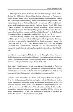 Image of the Page - 91 - in Cultural Governance in Österreich - Eine interpretative Policy-Analyse zu kulturpolitischen Entscheidungsprozessen in Linz und Graz