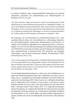 Bild der Seite - 92 - in Cultural Governance in Österreich - Eine interpretative Policy-Analyse zu kulturpolitischen Entscheidungsprozessen in Linz und Graz