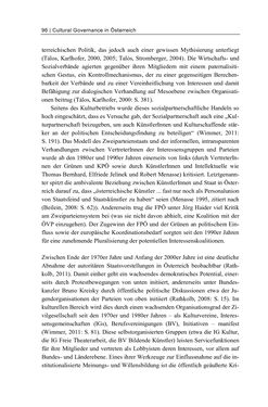 Image of the Page - 96 - in Cultural Governance in Österreich - Eine interpretative Policy-Analyse zu kulturpolitischen Entscheidungsprozessen in Linz und Graz