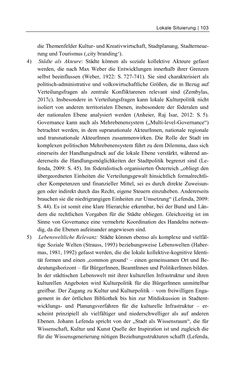 Image of the Page - 103 - in Cultural Governance in Österreich - Eine interpretative Policy-Analyse zu kulturpolitischen Entscheidungsprozessen in Linz und Graz